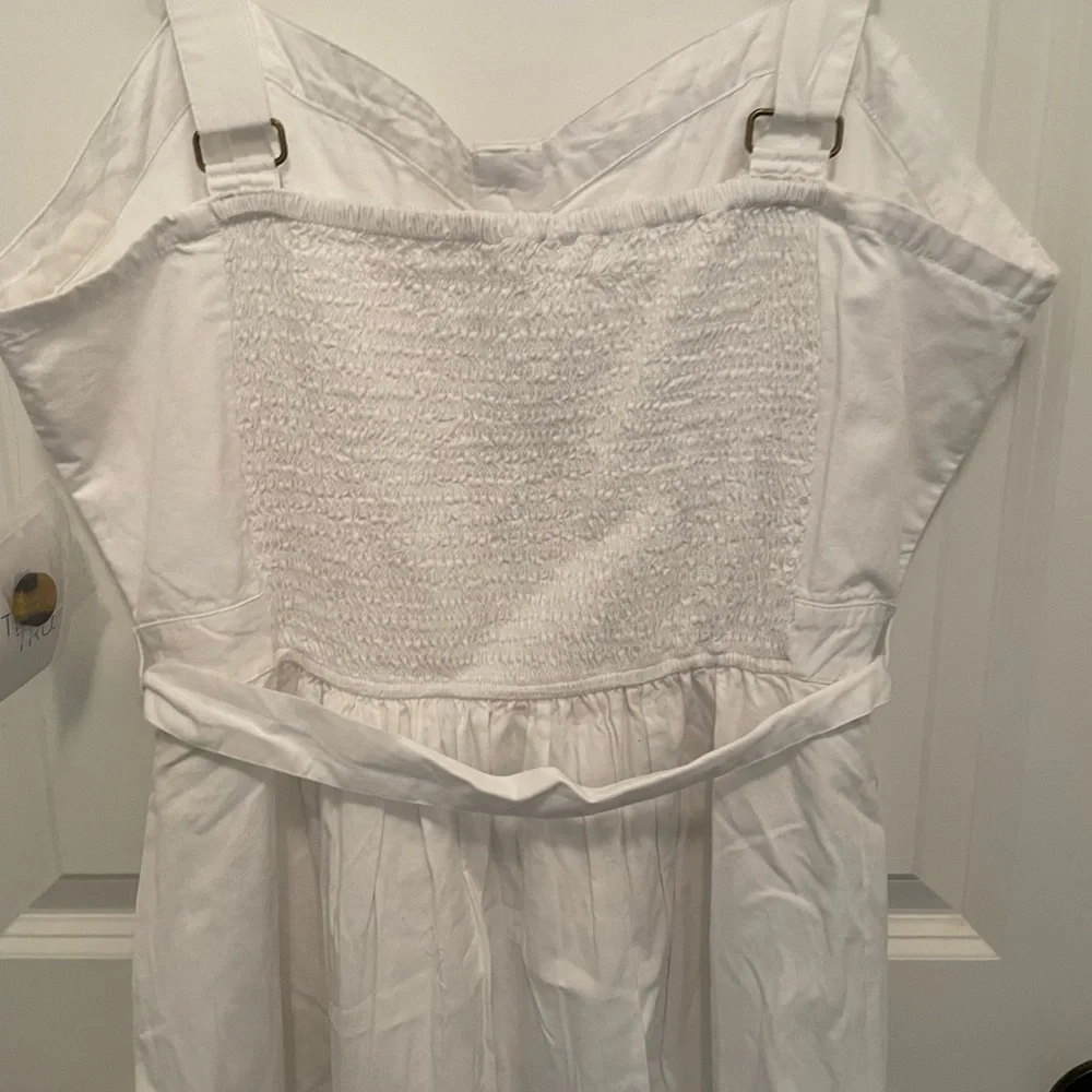 Time And Tru White Button Down Belted Summer Dress Sz L (12-14) - Picture 6 of 8